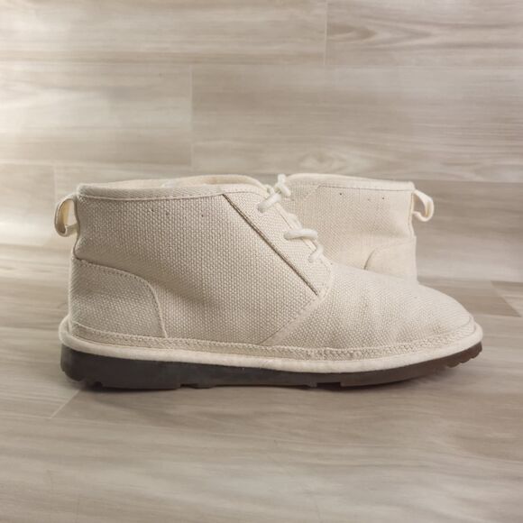 UGG Neumel Natural Chukka Boots Mens Ivory Size 10 High Top Lace Up Fur Canvas main image 8